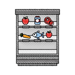 supermarket shop showcase fruits vegetable fridge shopping