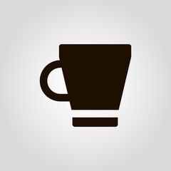 Coffee mug or cup with beans isolated flat vector icon
