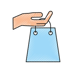 hand holding paper bag gift shopping concept