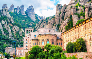 Santa Maria de Montserrat abbey, Catalonia Spain - obrazy, fototapety, plakaty