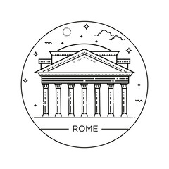 Vector line illustration of Pantheon, Rome, Italy