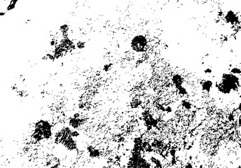 Abstract distressed texture of stains and grains on old stone surface. Grunge vector overlay. Black and white vector background for retro design.