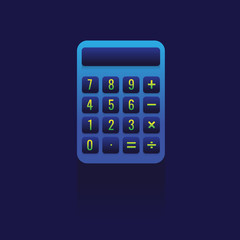 Calculator icon. logo. Symbols. web. vector illustration. Eps 10. on blue background