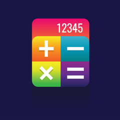 Calculator icon. logo. Symbols. web. vector illustration. Eps 10. on blue background