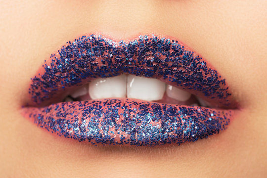 Closeup lips of young woman.