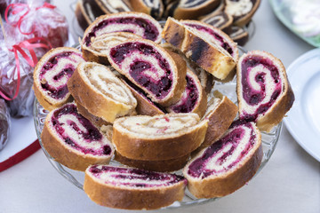 homemade cake with cherries