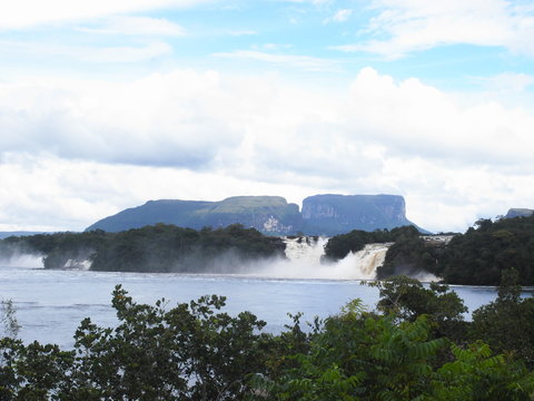 lake and table mountain at Canaima National Park, Venezuela