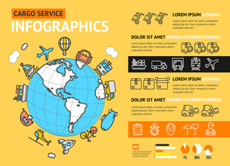 Cargo Transportation Delivery Service Business Infographic Concept. Vector