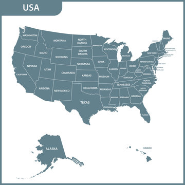 The detailed map of the USA with regions. United States of America.