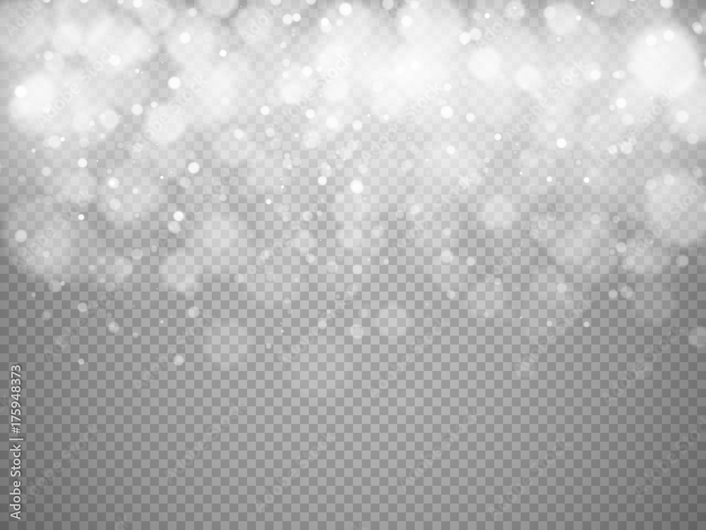 Poster Bokeh lights with glowing particles isolated. Vector