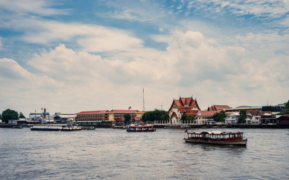 Peaceful view of waterfront at " Chao pra ya " River : The main river of Thailand