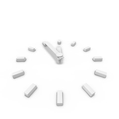 Abstract white clock 3D business background.