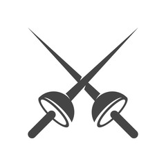 Crossed swords icon. Vector logo on white background