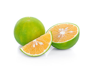 Fototapeta na wymiar Orange fruit. Orang slice isolate on white