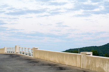 The top level of a parking garage just before sunrise in Anniston, Alabama, USA