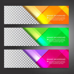 Naklejka premium Set of horizon abstract colorful display banner background with copy space