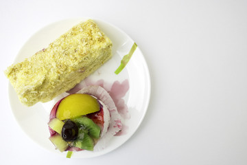 Napoleon cake and fruit cake