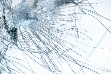 Close up detail Broken Windshield In Car Accident abstract style
