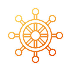 Fototapeta premium boat steering wheel nautical adventure travel icon on white background vector illustration
