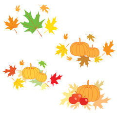 design elements for thanksgiving day - vector leaves with pumpkins