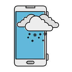 smartphone with snow cloud weather application