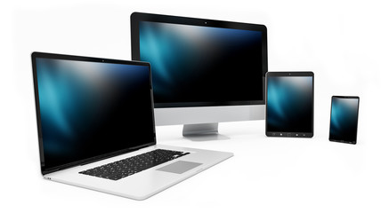 Fototapeta premium Modern digital silver tech device 3D rendering