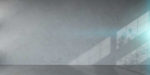 Concrete wall interior 3D rendering