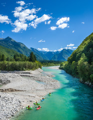 Soca river in Bovec, Julian alps Slovenia