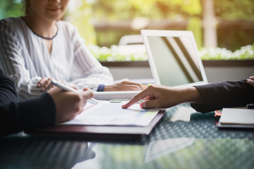 business team working on negotiation to money return on investment from business 