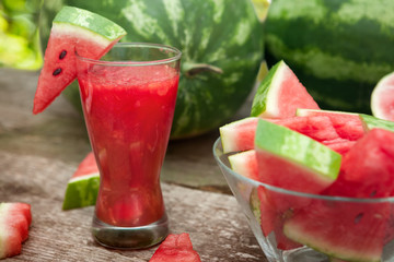 Tasty watermelon drink smoothie in glass