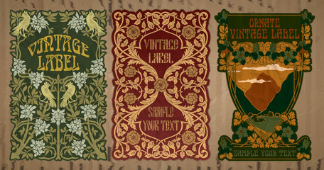 vector vintage items: label Art Nouveau