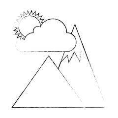 mountains camp with cloud and sun