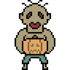 Obraz premium vector pixel art zombie pumpkin