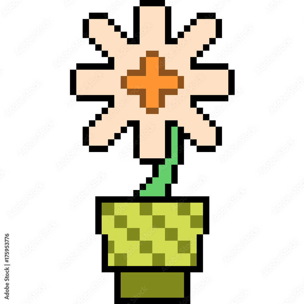 Wall mural vector pixel art flower pot