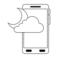 smartphone with moon and cloud weather application