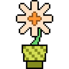 vector pixel art flower pot