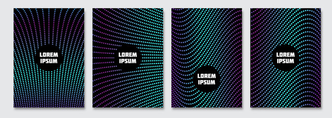 Cover design template. Vector minimal abstract background with gradient dot lines. Flyer, poster, brochure design. A4 size.