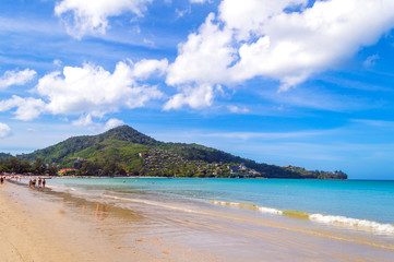 Landscape of Kamala beach on the exotic island of Phuket in Thailand