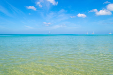 Blue sky and blue sea.