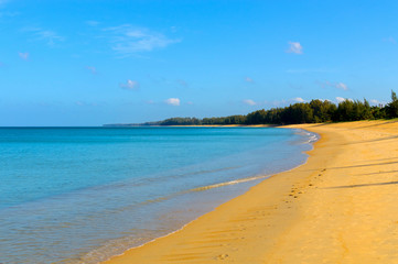 Beautiful tropical beach with sea view, clean water and blue sky