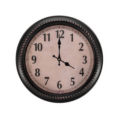 Ancient wall clock on a white background.