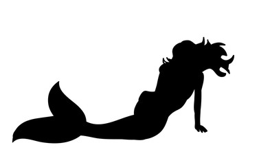 silhouette of a mermaid,