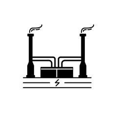 Geothermal power plant silhouette icon in flat style