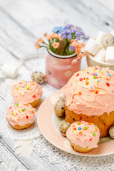 Traditional Easter cake and cupcakes