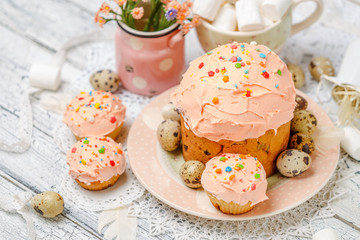 Traditional Easter cake and cupcakes