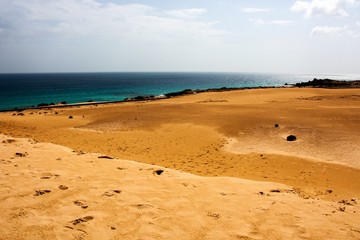beautiful sandy beach in Corralejo Natural Park