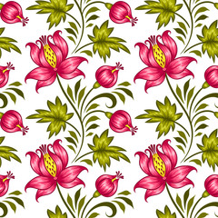 Floral seamless pattern in ukrainian national style. Vector Illustration