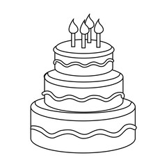 birthday cake with candles icon over white background vector illustration