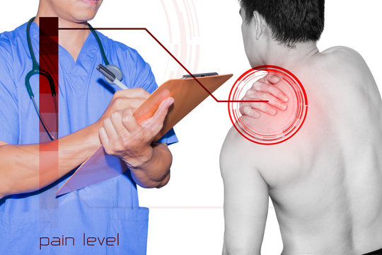 doctor and patient shoulder pain