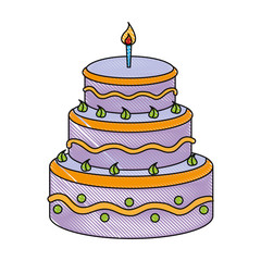 birthday cake with candles icon over white background vector illustration